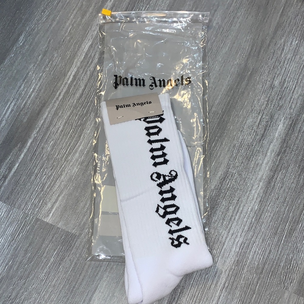 Palm Angels ladies White Logo Crew Socks